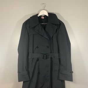 Military Black Oversized Trench Coat Plus Sized